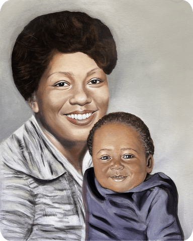 Custom acrylic portrait of a mum and a child